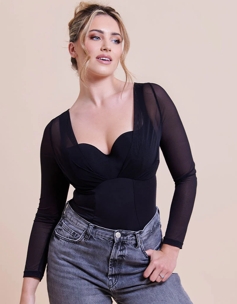 Curvy Kate Boost Me Up Sleeved Padded Balcony Body Black - Image 2