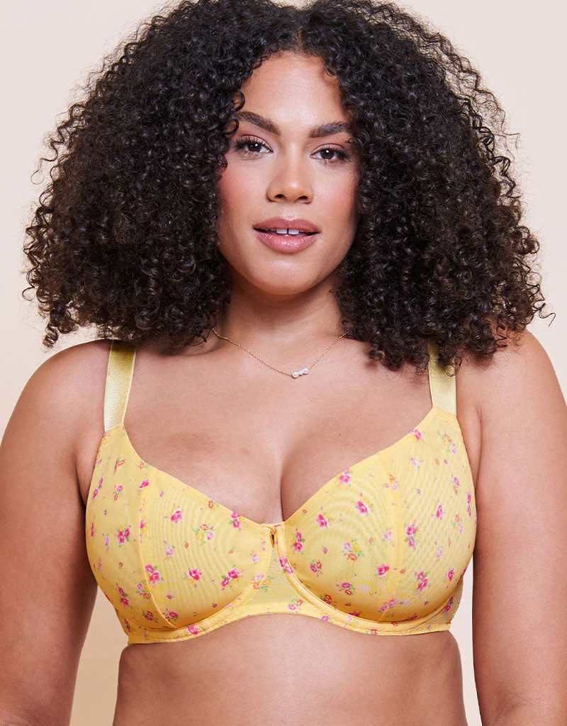 Curvy Kate Cool Cat Scooped Multiway Balcony Bra Yellow Floral - Image 3
