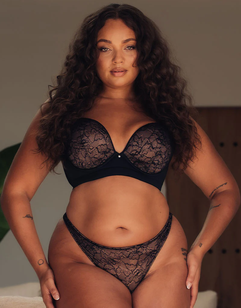 Curvy Kate Hey Girls Thong Black/Latte - Image 5