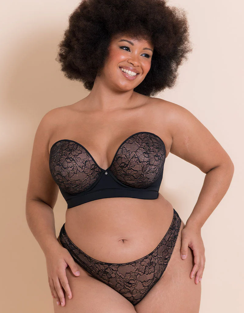 Curvy Kate Hey Girls Thong Black/Latte - Image 3