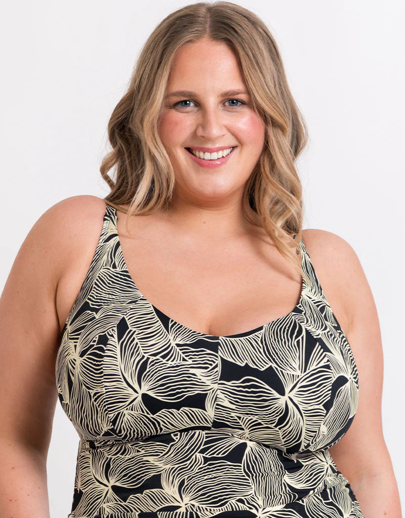 Curvy Kate Ripple Reef Non-Wired Multiway Tankini Top Black Print - Image 3