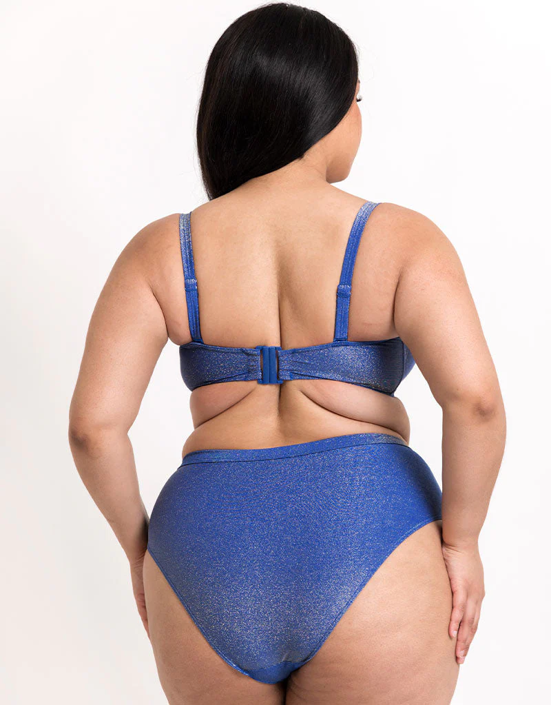 Curvy Kate Sapphire Seas Bandeau Bikini Top Blue Sparkle - Image 7