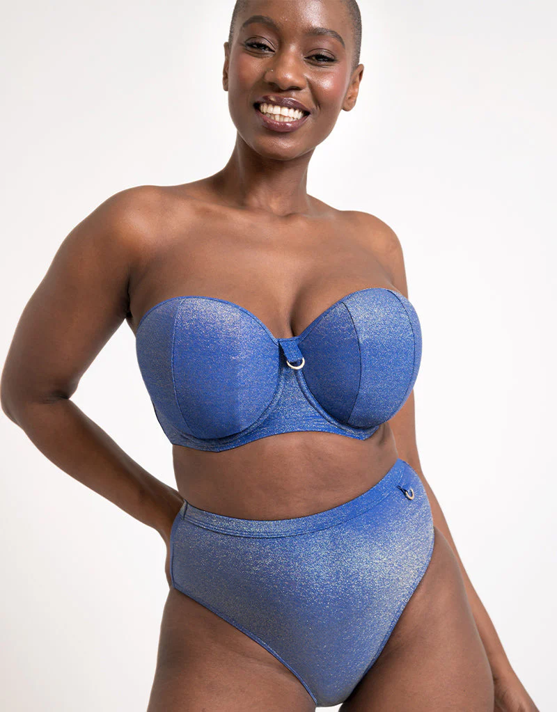 Curvy Kate Sapphire Seas High Waist Bikini Brief Blue Sparkle - Image 3