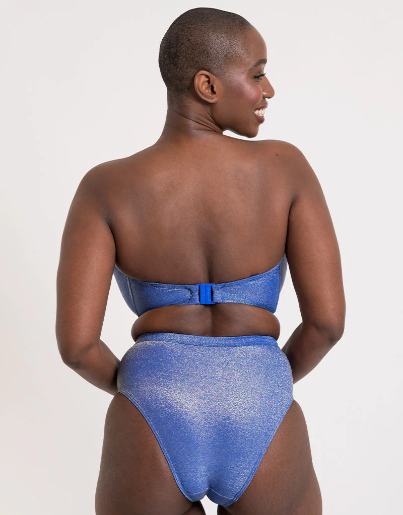 Curvy Kate Sapphire Seas High Waist Bikini Brief Blue Sparkle - Image 4