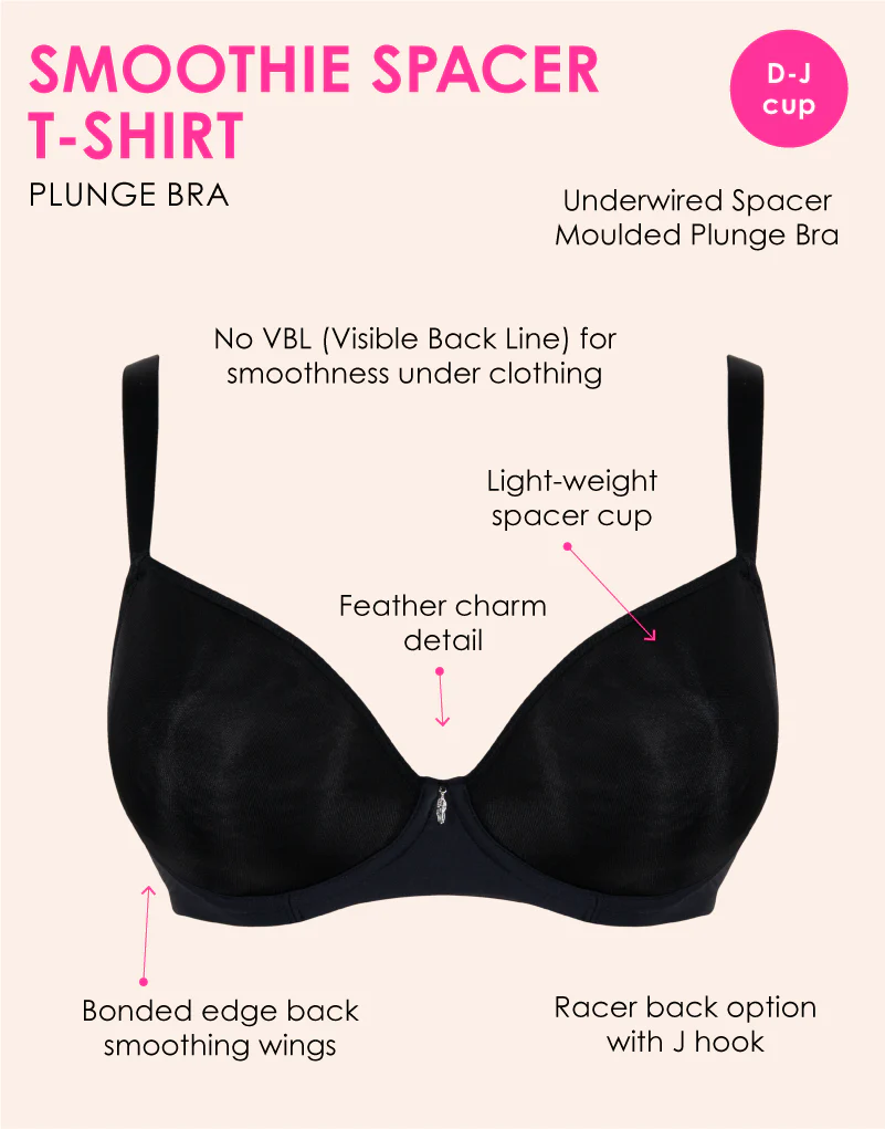 Curvy Kate Smoothie Spacer Moulded T-Shirt Plunge Bra Black - Image 3