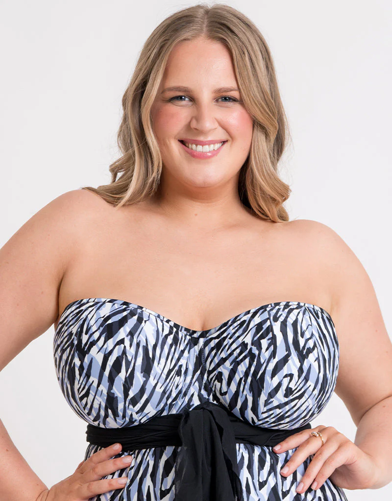 Curvy Kate Wrapsody Bandeau Strapless Multiway Swimsuit Zebra Print - Image 3