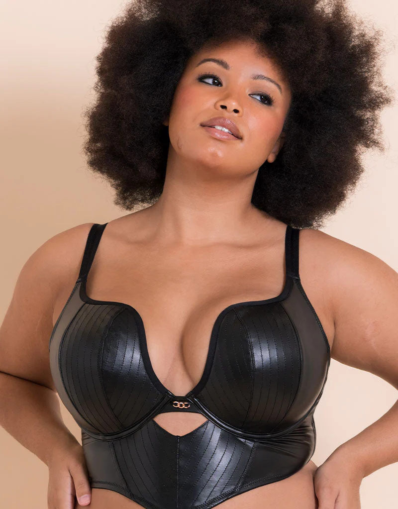 Scantilly Hell For Pleather Superplunge Longline Bra Black - Image 3